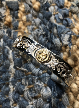 blossom飘逸18k唐草复古风银手镯