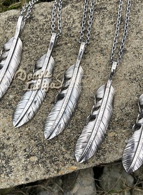 古董摩根银币羽毛吊坠项链
