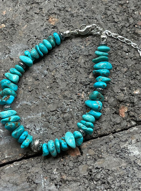 松石银籽珠925银球复古手链