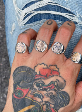 铜币切割印第安酋长戒指