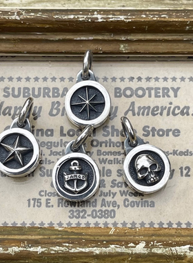 芒星/船锚/骷髅熔岩做旧圆饼吊坠