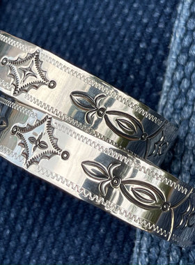 图腾925全银日本手打复古银手镯