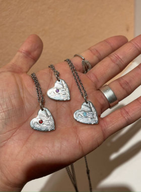 改造托帕石石榴石爱心吊坠