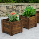 Антикоррозивная деревянная цветочная коробка сплошное дерево карбонизированное дерево цветок балкон -балкон на открытом воздухе цветочная коробка для двора квадратный