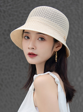 防晒帽女夏季薄款遮阳帽渔夫帽