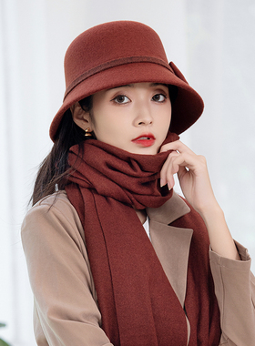 羊毛帽子女冬款保暖显脸小渔夫帽