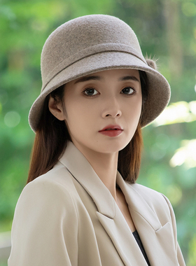 羊毛帽子女款2026新款冬季渔夫帽