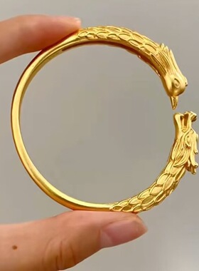 金店同款古法龙凤开口手镯久不掉色复古中国风小众高级感手饰手串