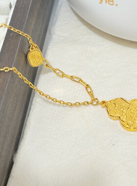 黄金色碎碎冰吉言葫芦项链女士福禄招财进宝新中式复古葫芦锁骨链