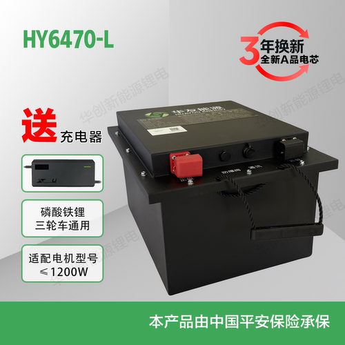 华创64V58Ah电动车锂电池全新A品磷酸铁锂大容量三轮车锂电蓝版牙 - 图0