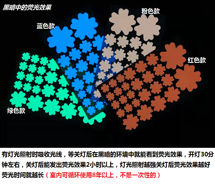 夜光贴纸遮丑补洞装饰卧室墙自粘墙壁少女房间布置墙面荧光花朵-图2