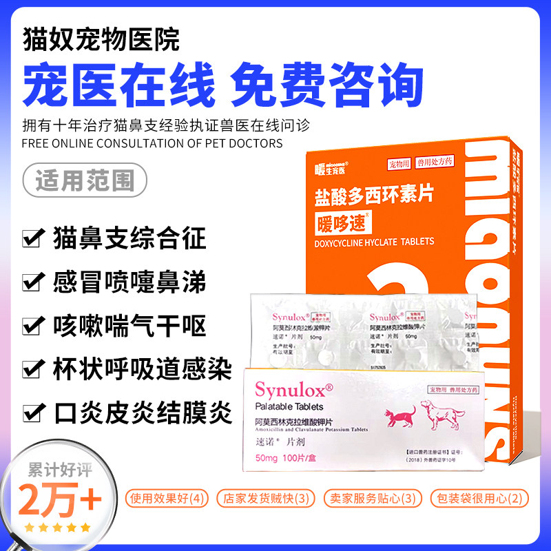 盐酸多西环素片猫用消炎猫咪感冒药狗狗打喷嚏幼猫鼻支专用药,淘宝优惠券,粉丝福利购,淘宝优惠卷