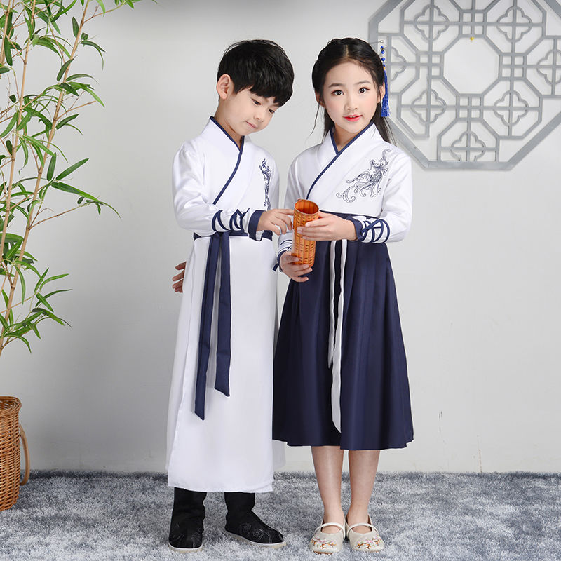 儿童古装男女童表演服装三字经汉服 牵美民族服装/舞台装