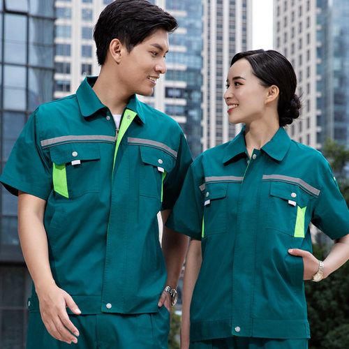 短袖工作服套装酒店物业保洁工程服短袖水电安装维修工人工装印字 - 图1