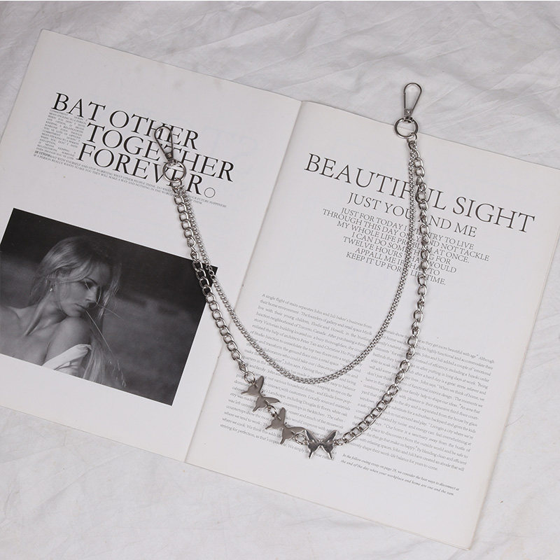 ins欧美摇滚圆圈圆珠链条嘻哈朋克金属环裤链腰链潮牛仔裤配饰潮