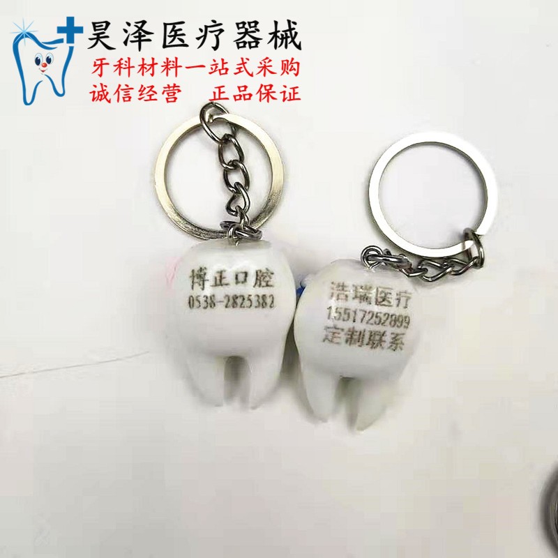 牙科创意定制宣传小礼品钥匙扣牙齿形状钥匙链钥匙吊坠10个包邮-图1