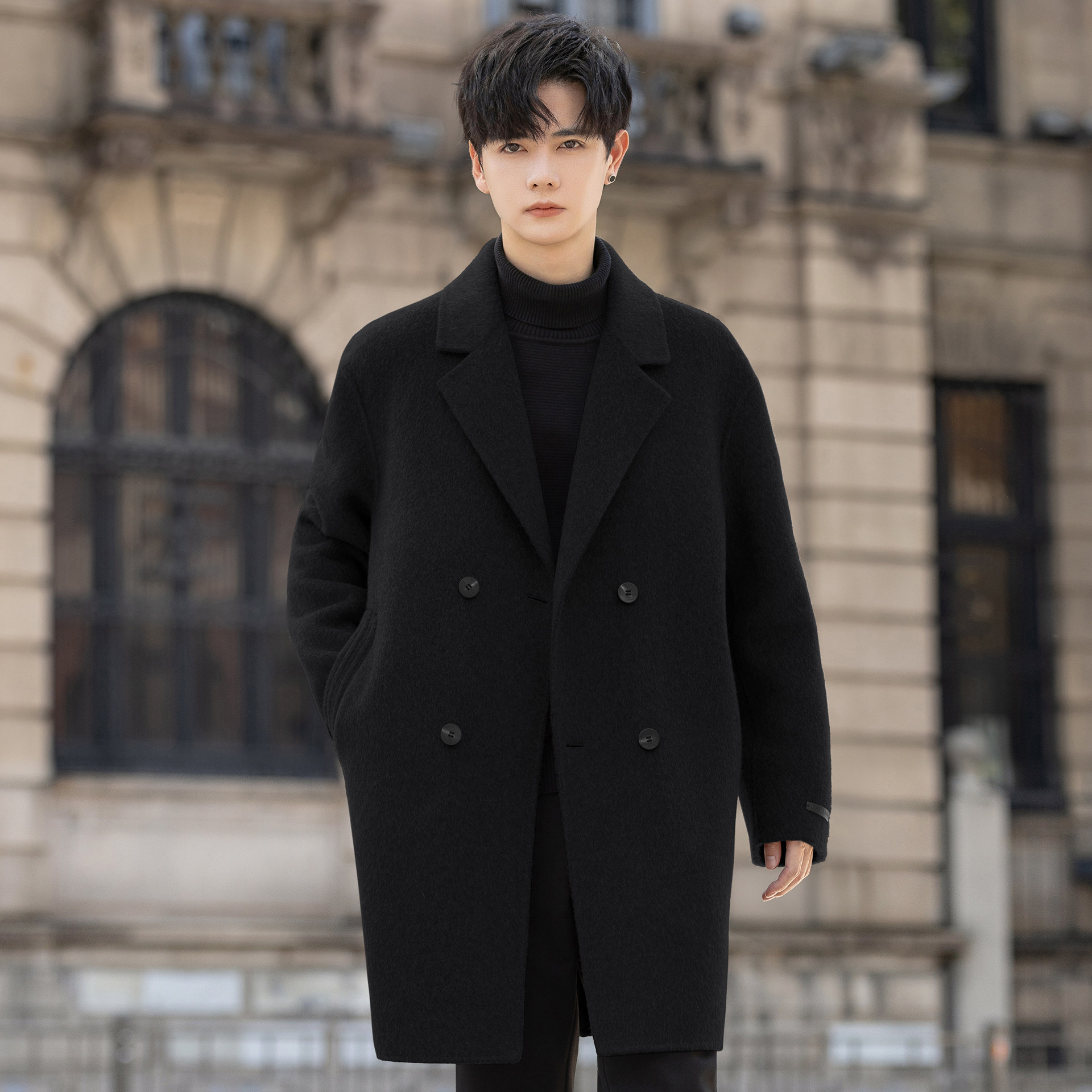 毛呢大衣男士羊毛呢子外套2025新款中长款双面绒风衣秋冬季加厚潮,淘宝优惠券,粉丝福利购,淘宝优惠卷