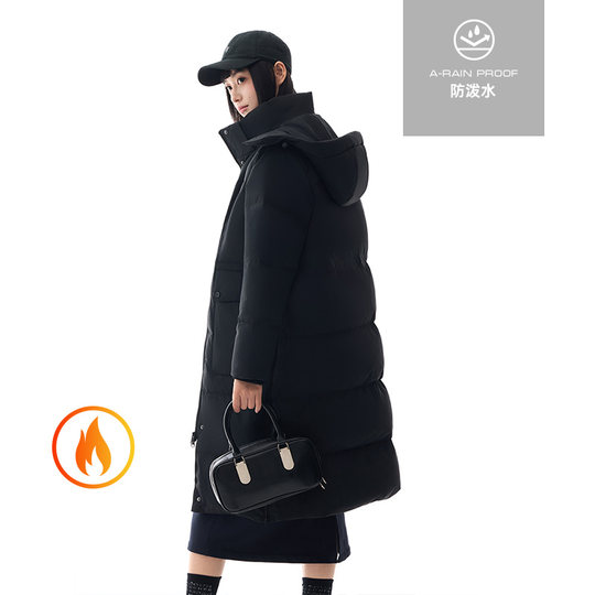 安踏速暖羽绒服丨长款过膝羽绒服女士鸭绒保暖棉服外套162518903