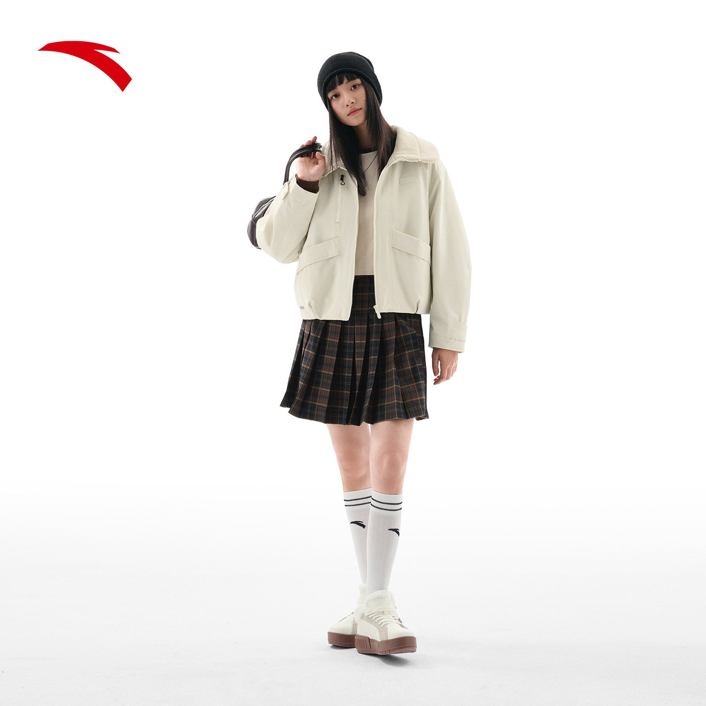 【关晓彤同款】安踏棉服外套女装翻领短款cleanfit夹克162548803,淘宝优惠券,粉丝福利购,淘宝优惠卷