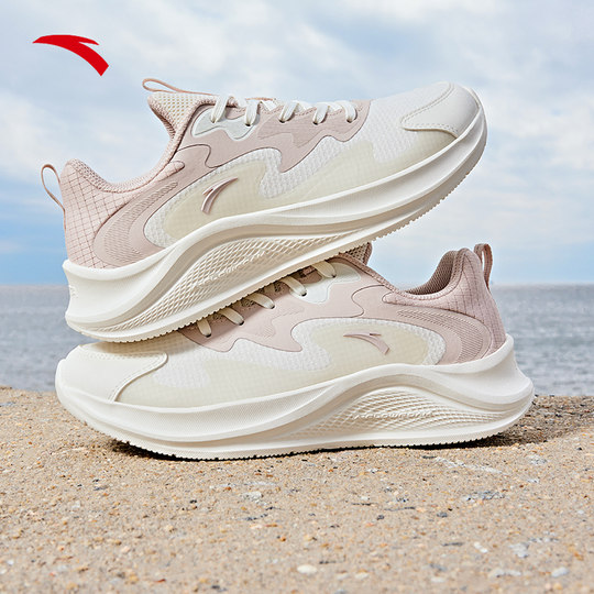 安踏漫步丨轻质缓震皮面加绒跑步鞋女款舒适轻便软底运动鞋休闲鞋