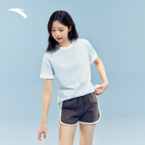安踏冷萃T丨冰丝抗菌T恤女夏季新款透气瑜伽百搭正肩短袖休闲上衣 - 图1
