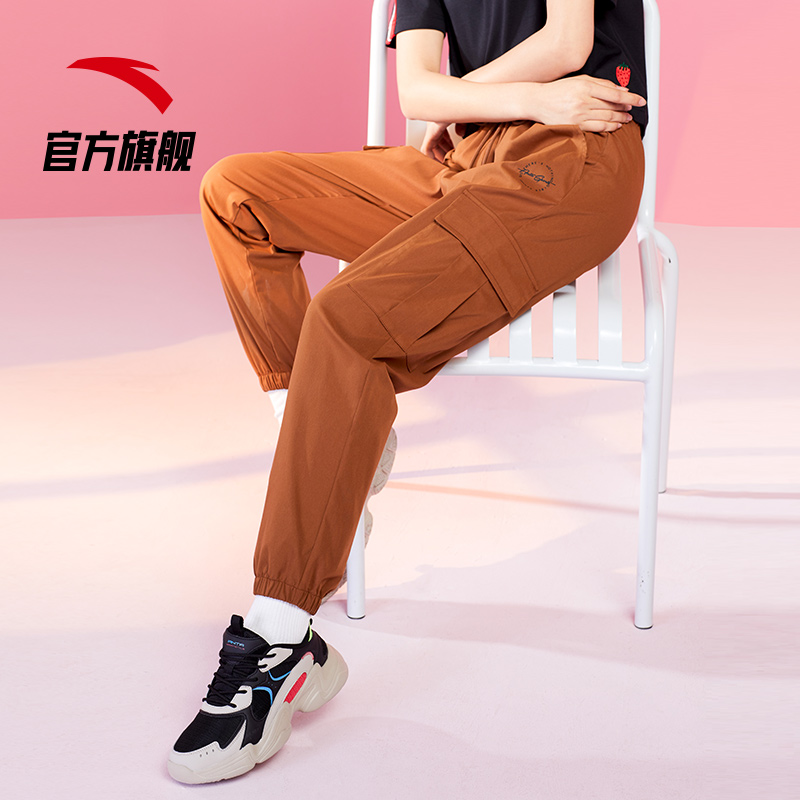 安踏官方网店安踏官网旗舰新款运动裤女士梭织工装速干裤子休闲收口长裤0