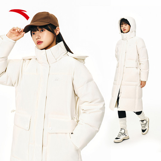 安踏速暖羽绒服丨长款过膝羽绒服女士鸭绒保暖棉服外套162518903