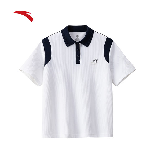 安踏学院风短袖POLO衫女装2026夏季新款撞色翻领t恤上衣162628120 - 图0