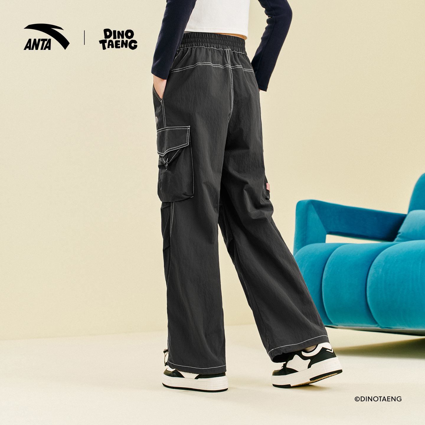 安踏×呆萌町联名丨休闲工装裤女新款宽松直筒裤运动裤162548504 - 图0