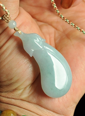 缅甸A货老坑冰润翡翠福瓜吊坠