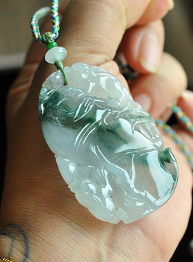 缅甸A货翡翠冰润飘蓝绿彩大竹节