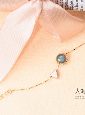 925银灰月光石大气礼物金手链