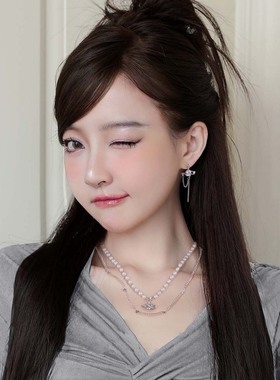 LUYUO原创无烬星空项链甜酷辣妹Y2K土星珍珠颈链女夏季简约高级感