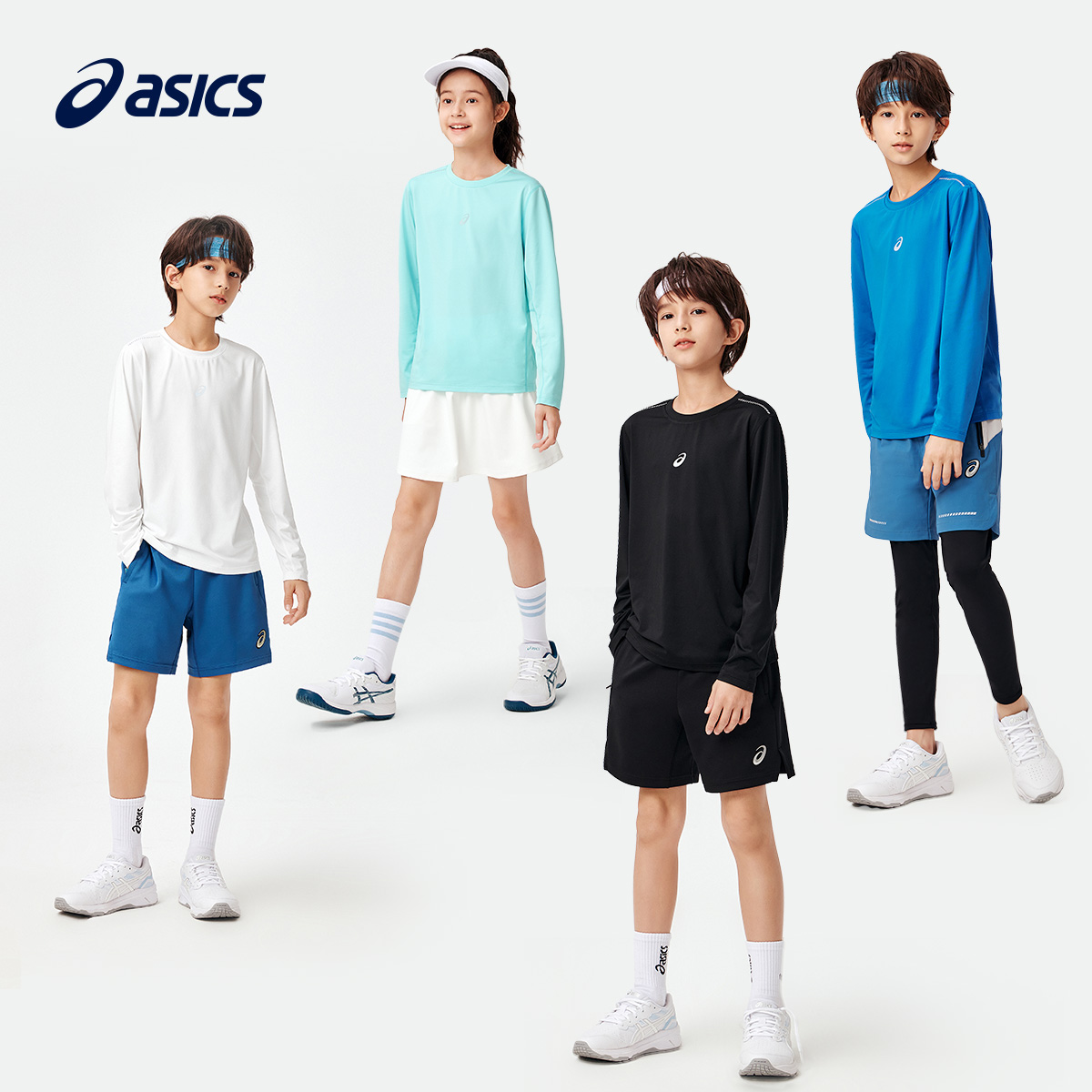 ASICS/亚瑟士童装24年春季新款速干抗菌透气长袖T运动休闲针织T恤-图3