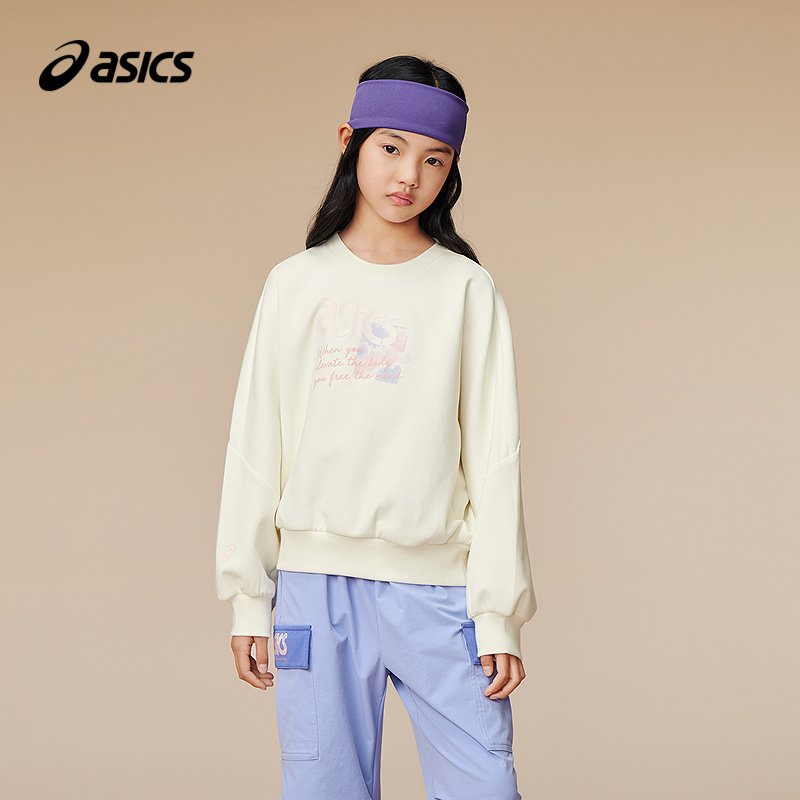 【商场同款】ASICS/亚瑟士儿童2025年新款女童针织圆领卫衣有型 - 图0