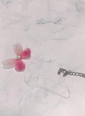 原创隐形鱼线薄纱立体蝴蝶短项链
