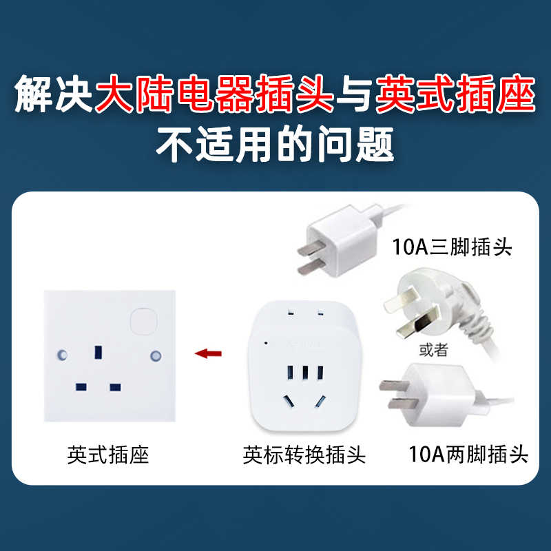 公牛英标转换插头旅游新加坡英国马来西亚沙特电源转换插座包邮 - 图0