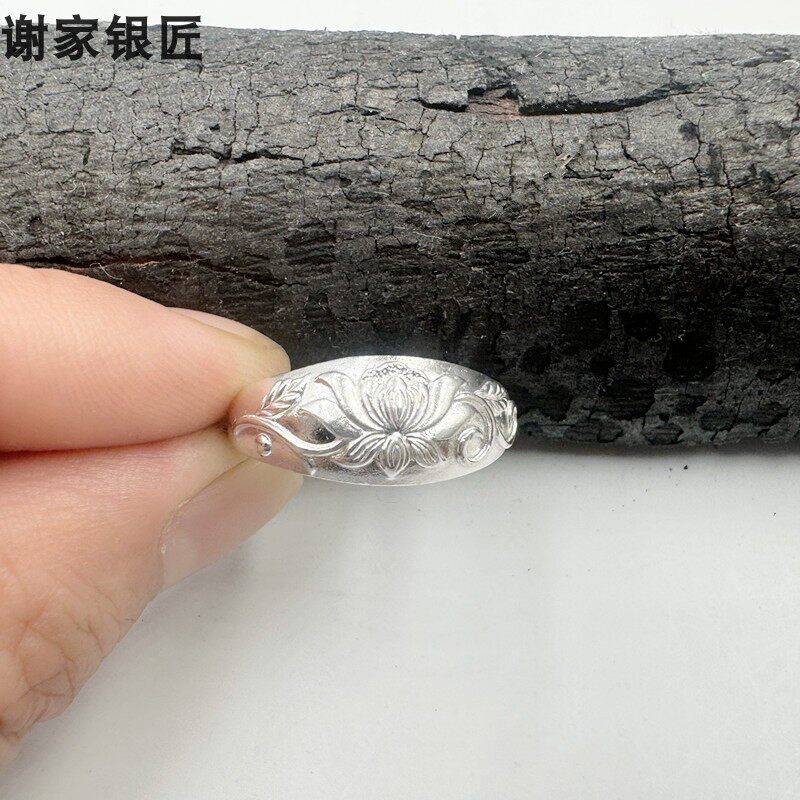 Xie's silversmith old model lotus ring 999 pure silversmith lotus opening adjustable ring