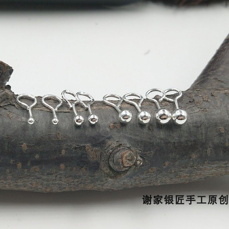 99足银泡泡耳钉 圆珠豆豆耳钉 弯勾圆豆豆耳钉不用耳塞,淘宝优惠券,粉丝福利购,淘宝优惠卷