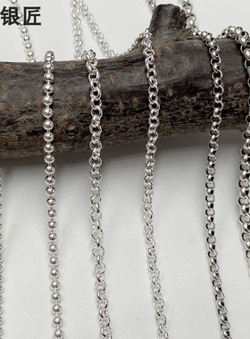 谢家银匠圆珠毛衣链   99足银日韩O字长款项链简约个性情侣