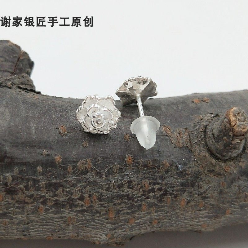 新款99足银韩国女立体多层次玫瑰花耳钉足银手工玫瑰花耳钉,淘宝优惠券,粉丝福利购,淘宝优惠卷