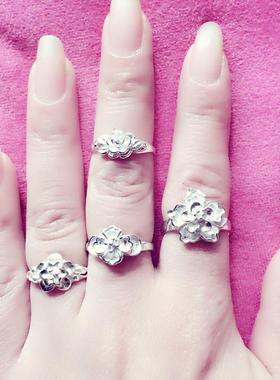 包邮谢家银匠花戒指99足银女士