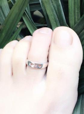 谢家银匠999足银脚戒指月亮星星尾戒开口脚趾戒指男女关节戒