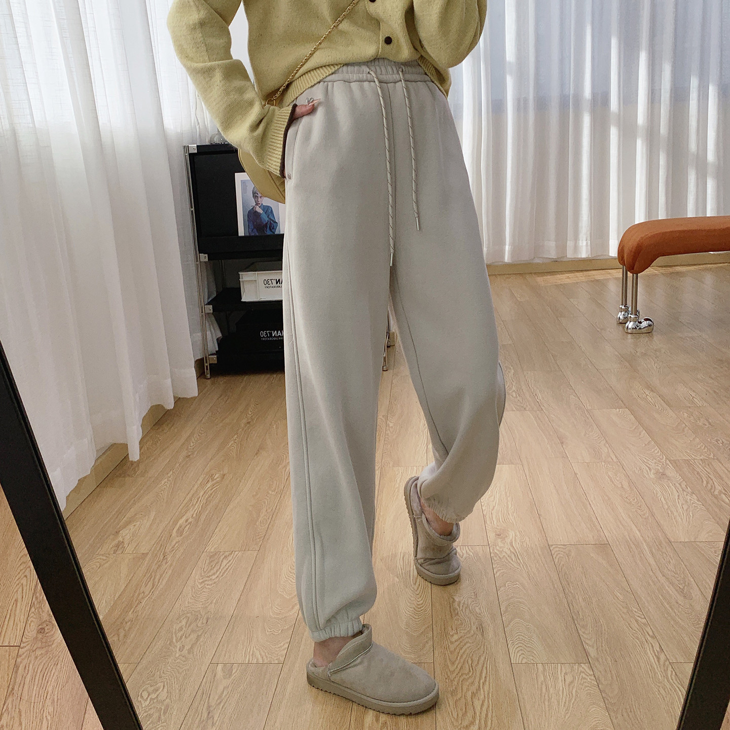 抽绳松紧腰加厚加绒卫裤女冬季裤子宽松束脚休闲运动裤显瘦哈伦裤,淘宝优惠券,粉丝福利购,淘宝优惠卷