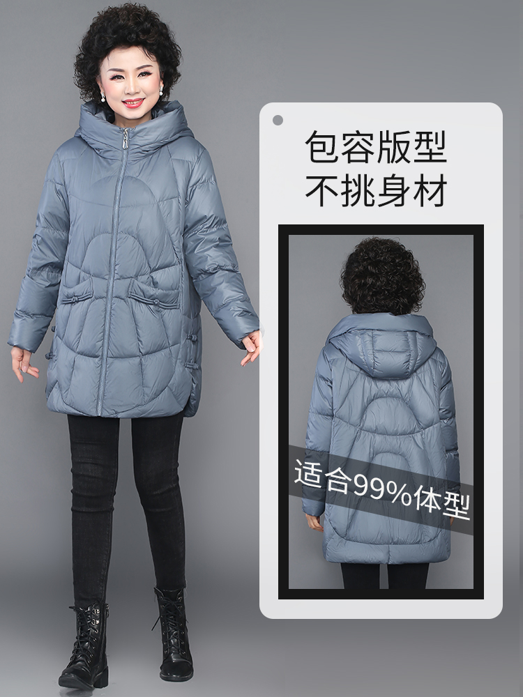 妈妈装2023冬装新款羽绒服中长款洋气大码女士外套保暖中老年棉袄