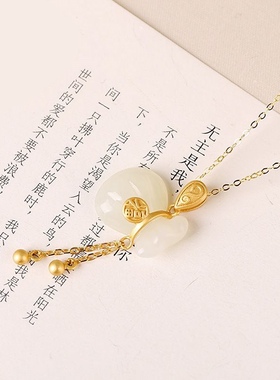 玉石吊坠复古风项链配旗袍国潮