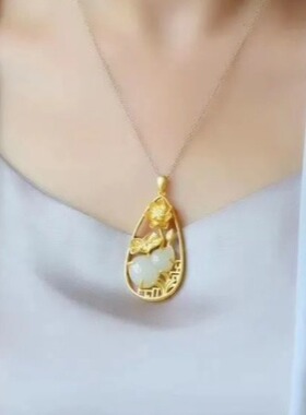 和田玉葫芦吊坠女中国风项链复古项链女民族风文艺送妈妈老人首饰