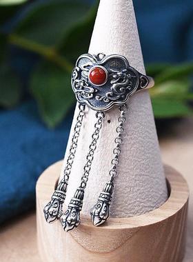 复古风长流苏戒指女文艺宫廷民族风古风开口指环中国风饰品