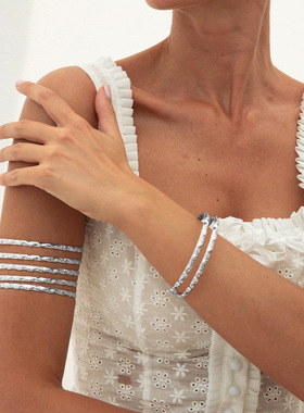 精美饰品包邮 朋克金属镂空波浪臂镯套装 个性嘻哈素圈开口臂环女