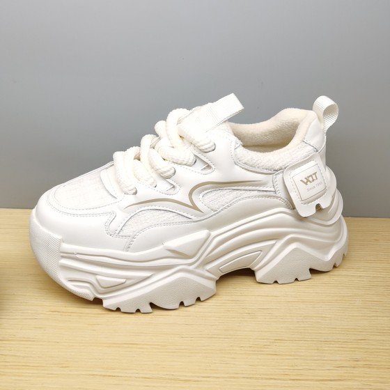 고추 잠자리 아빠 신발 여성 플러스 벨벳 가을, 겨울 새로운 B42012151D 스포츠 및 레저 편안한 두꺼운 밑창 높이 증가 여성 신발